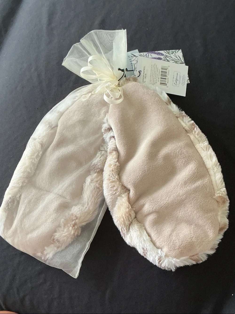 Sonoma Heated Spa Collection Faux Fur Therapy Slippers in Cream with Light Brown